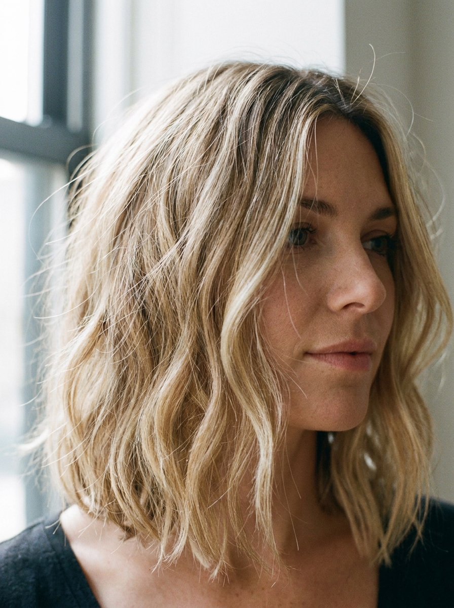 Wavy Blonde Lob als Blonde Bob Frisuren mittellang Inspiration 2026